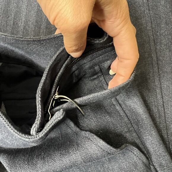 Etcetera Flare Jeans Womens 10 Pinstripe Side Buckle Stretch Pleat Y2k Retro 34” - Picture 4 of 11